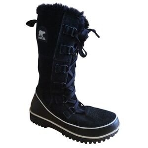 Sorel Tofino High II Black Suede Faux Tall Fur Boots Womens 6.5 NL2093-010